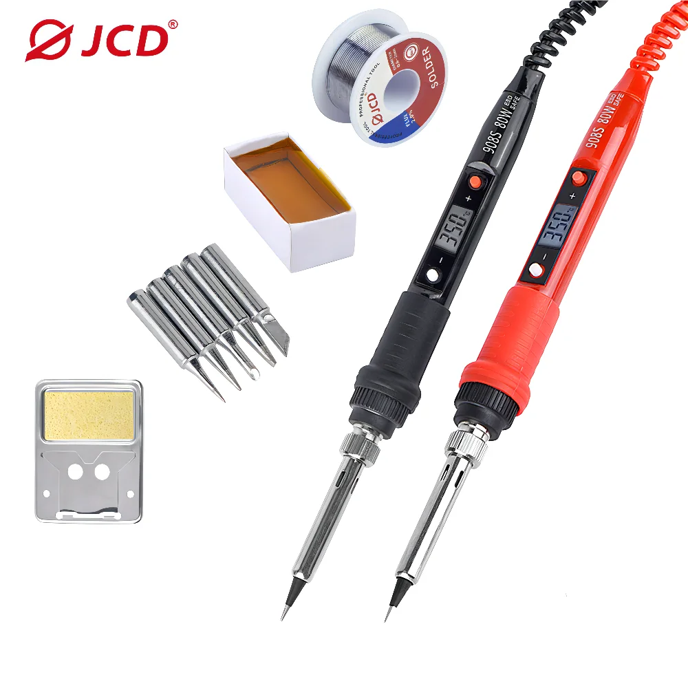 JCD-Ferro De Solda Elétrico, 80W, Display Digital LCD, Temperatura Ajustável, Pontas De Solda, Solda
