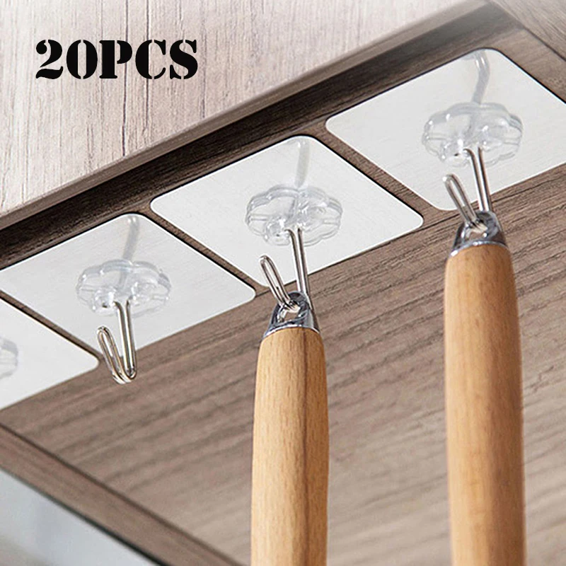 10/20Pcs Transparent Strong Self Adhesive Door Wall Hangers Hooks Suction Heavy Load Rack Cup Sucker