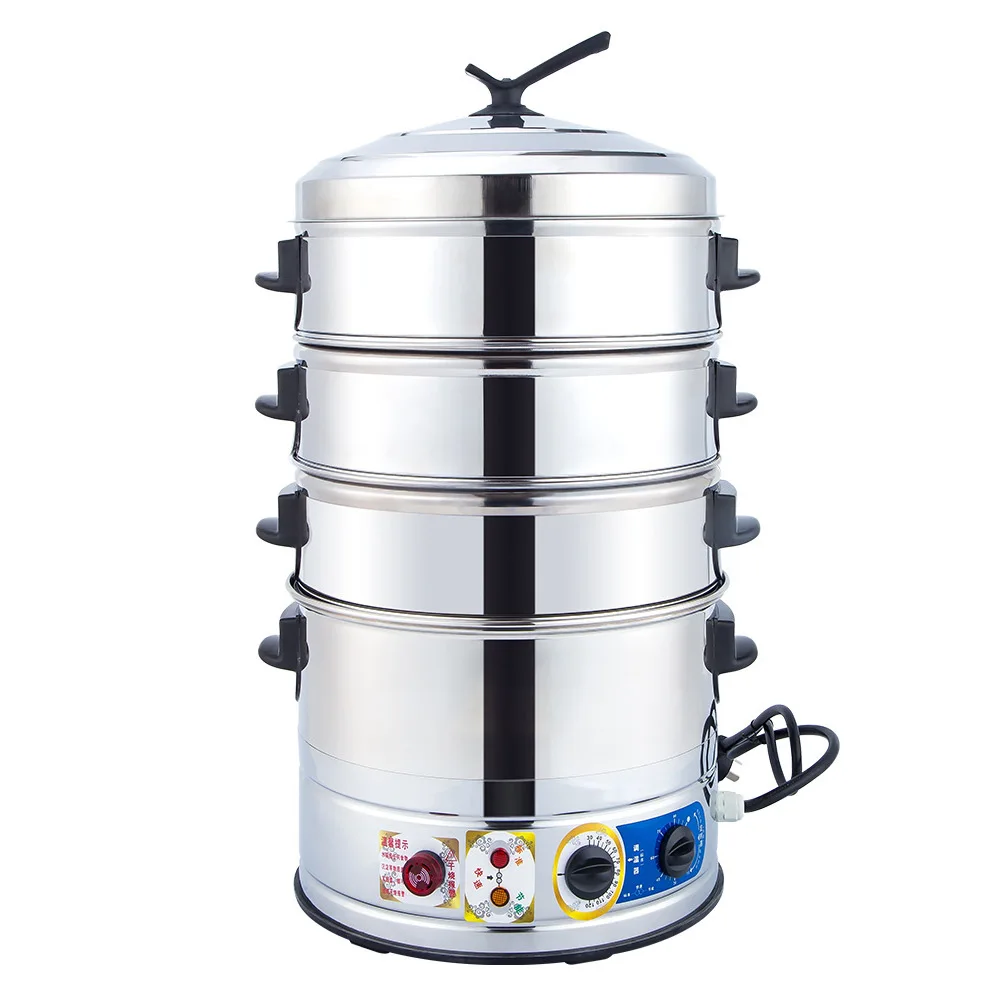 35CM Edelstahl Große Kapazität Elektrische Dampfer Kleine Gedämpfte Brötchen Steamer Mit Vier