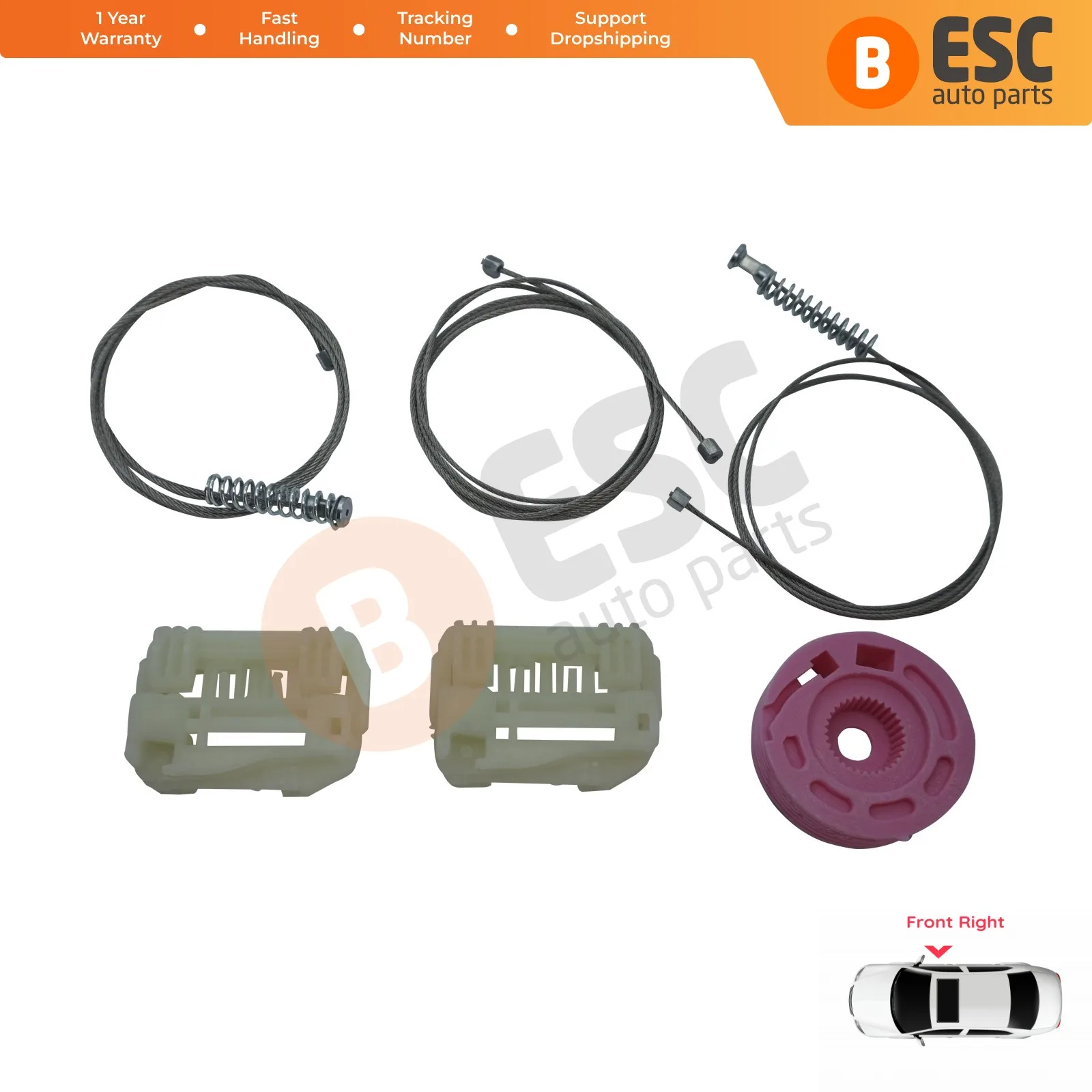 Esc peças de automóvel ewr5013 janela regulador kit de reparação porta direita da frente para