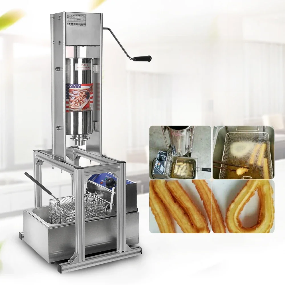 5L Churros Maker Mit 6L Elektrische Friteuse 2 stücke Maschine/Lot Vertikale Spanisch Churrera