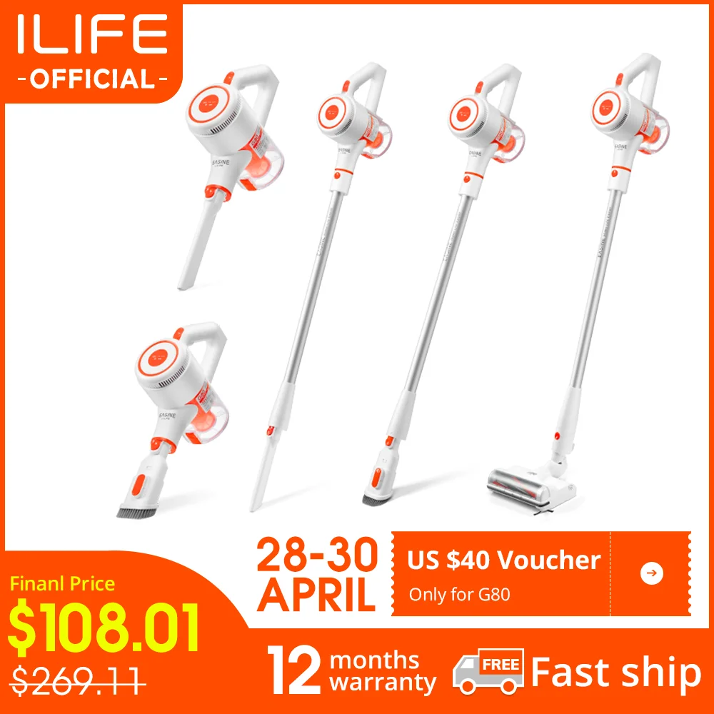Ilife G80 Draadloze Handheld Stofzuiger Robotmachine, 22kpa Zuigkracht, 45 Minuten Looptijd, Led