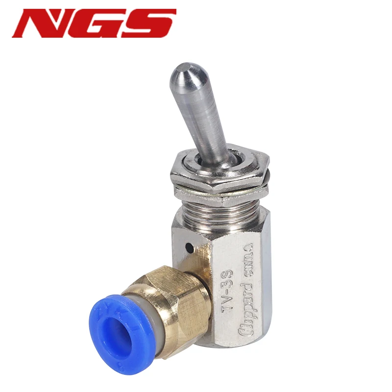 Exhaust Valve Position 2 Way ON/OFF M5 Thread Toggles Switch TV-3S 2  Air Pneumatic Mechanical Valve