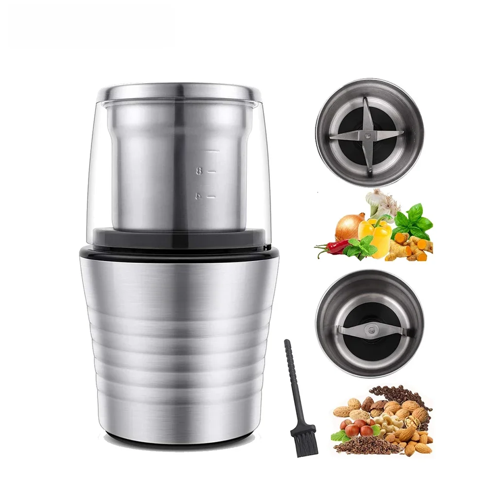 BioloMix 2-in-1 Nassen und Trockenen Doppel Tassen 300W Elektrische Gewürze und Kaffee Bean Grinder