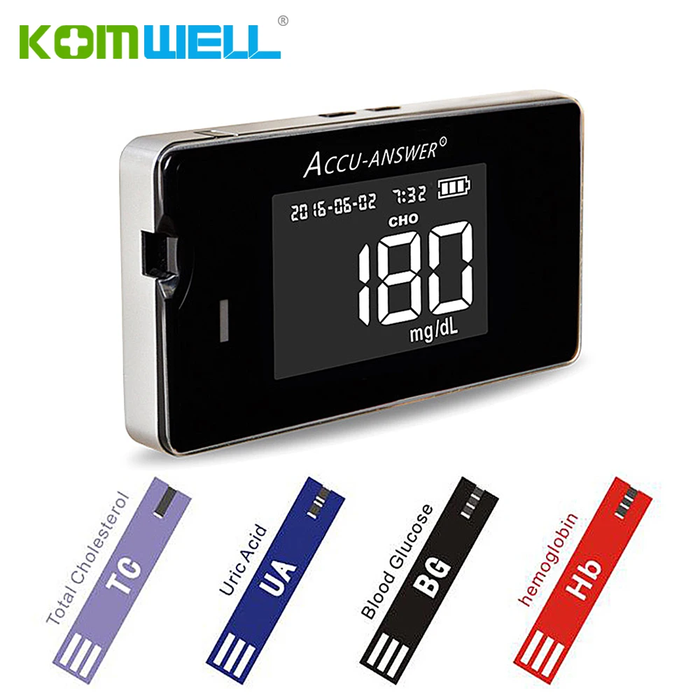4 in1 Multi-Function Cholesterol Meter Uric Acid&Hemoglobin Blood Glucose Test strips kit for