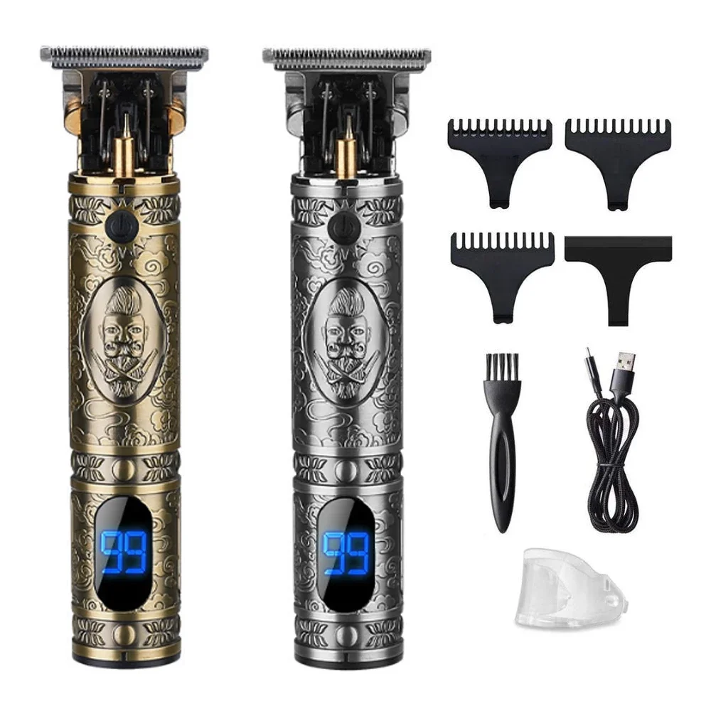 USB Aufladbare T9 Glatze Haar Clipper LCD Elektrische Haar Trimmer Cordless Rasierer Trimmer 0mm