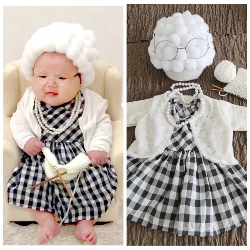Grappige Baby Fotografie Prop Kostuum Baby Meisjes Cosplay Oma Kleding Outfits