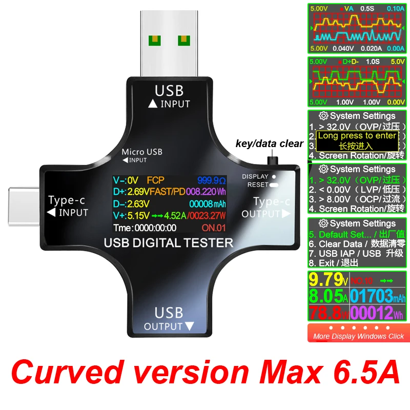 USB Tester TFT Farbe Bluetooth Typ-C PD Digital Voltmeter Strom Meter Amperemeter Spannung USB Strom