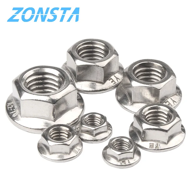 Hexagon Flange Nuts M3 M4 M5 M6 M8 M10 M12 M16 M20 304 Stainless Steel Pinking Automatic locking nut