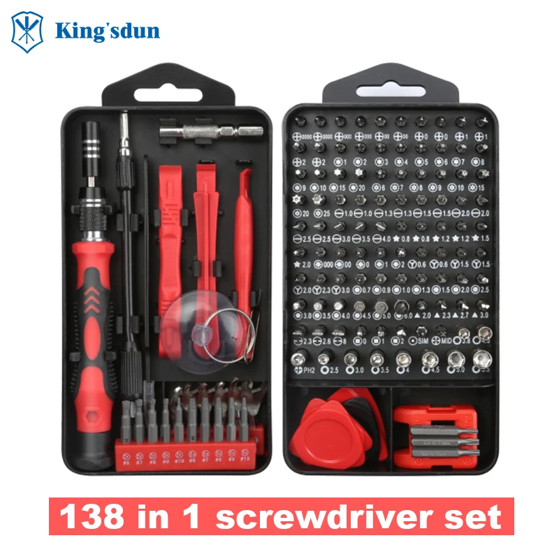 Chave de fenda de precisão 138 em 1, Bits magnéticos, pequenos Kits de ferramentas portáteis para