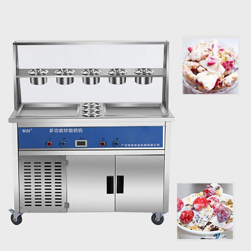 2021 neue design gebraten eismaschine edelstahl eismaschine einzigen pan eis rolle maschine