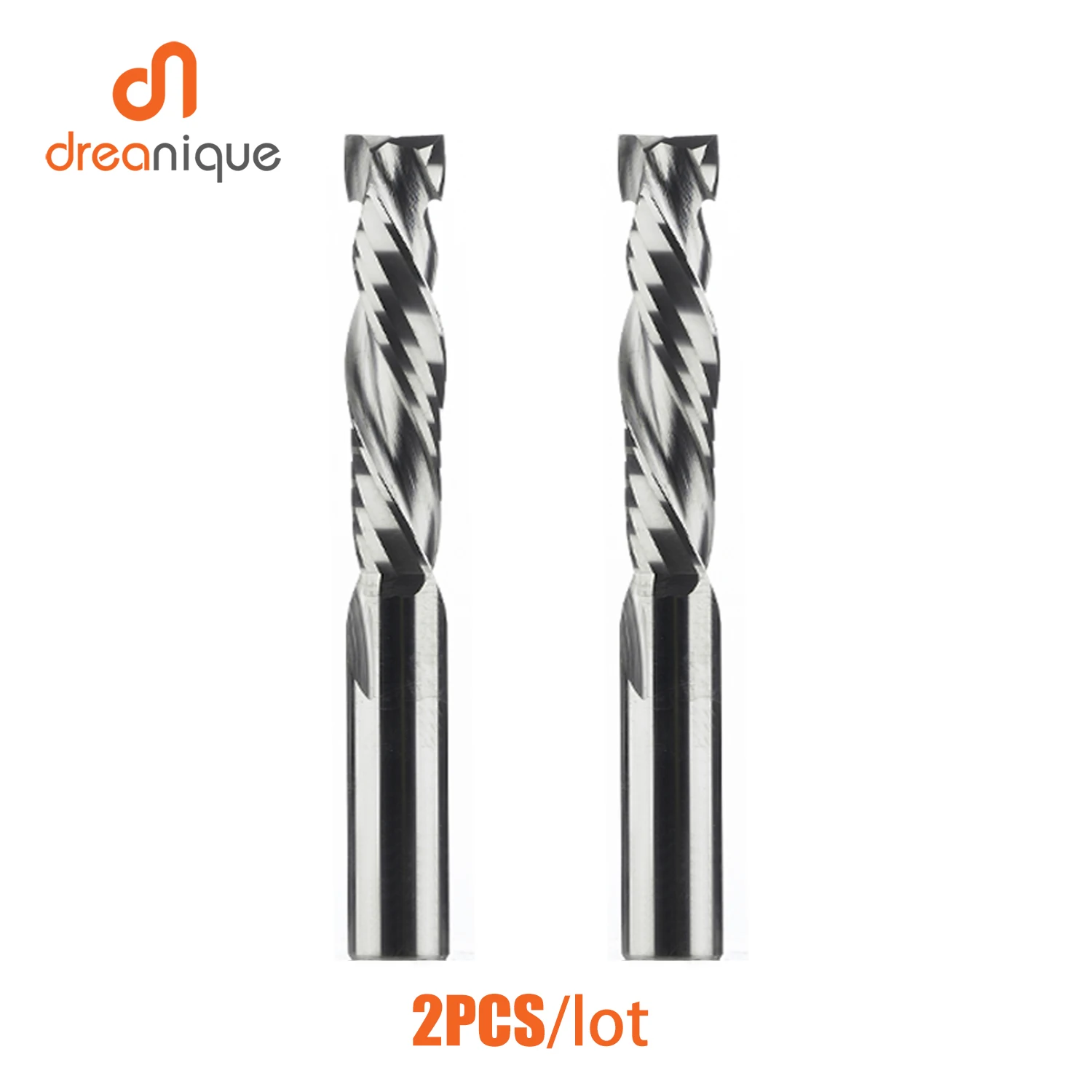 2 PÇS/LOTE Compressão Carboneto de Fresa Madeira DOWN Corte Dois Espiral Flauta Fresa CNC Router