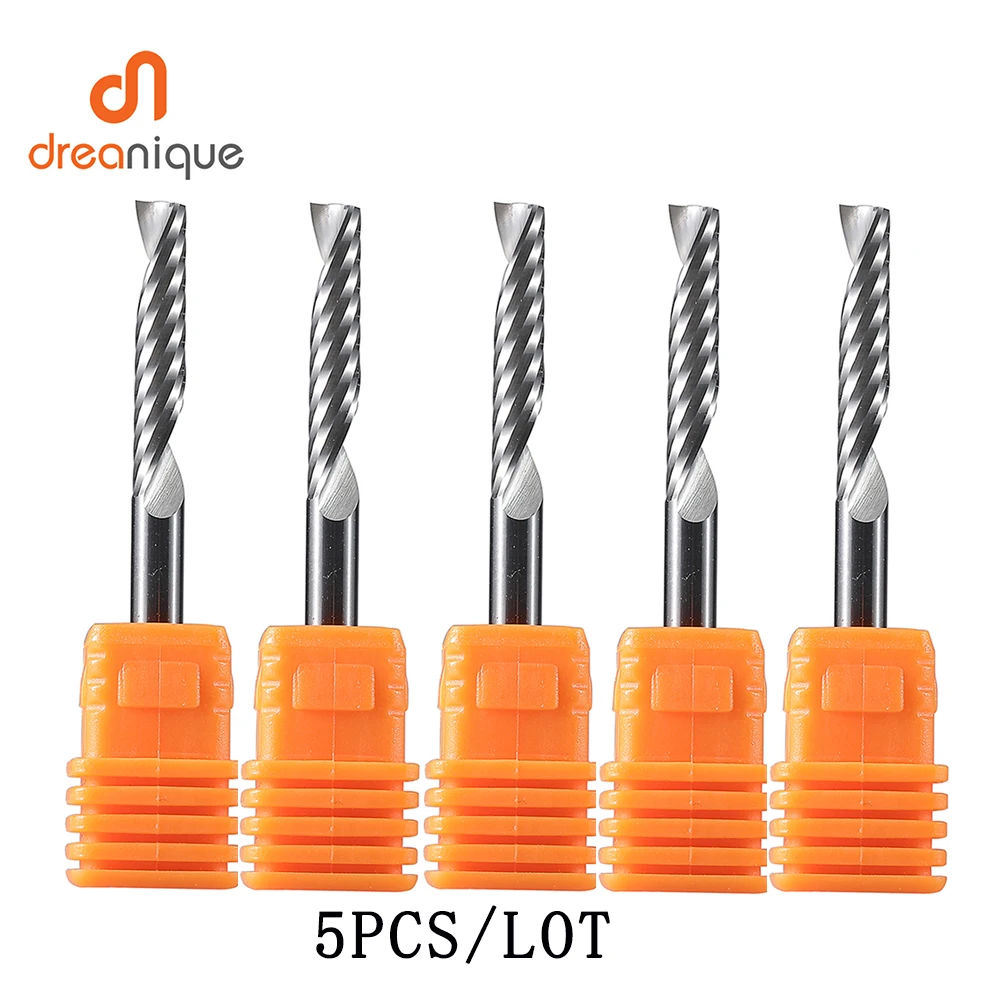 Dreanique-Spiral End Mill  CNC Publicidade Gravura Bit  Bit para Carpintaria  Acrílico  Alumínio