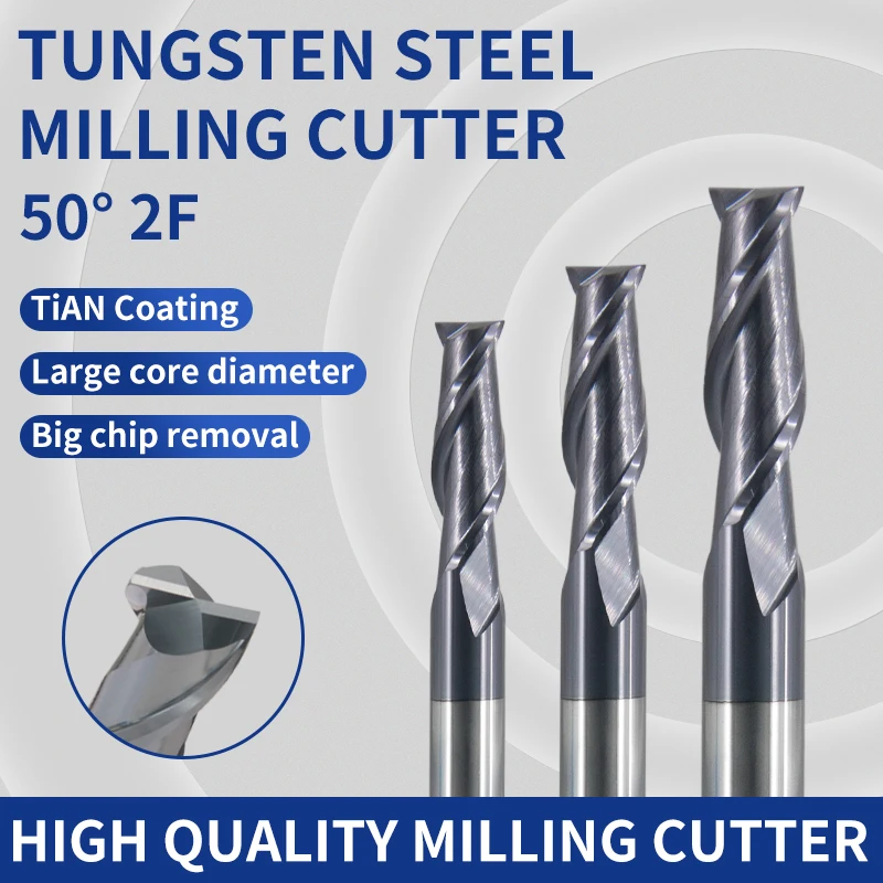 Frees HRC50 2 Fluit 1Mm 3Mm 6Mm 8Mm 12Mm 20Mm Legering Carbide Frezen wolfraam Stalen Frees End Mill