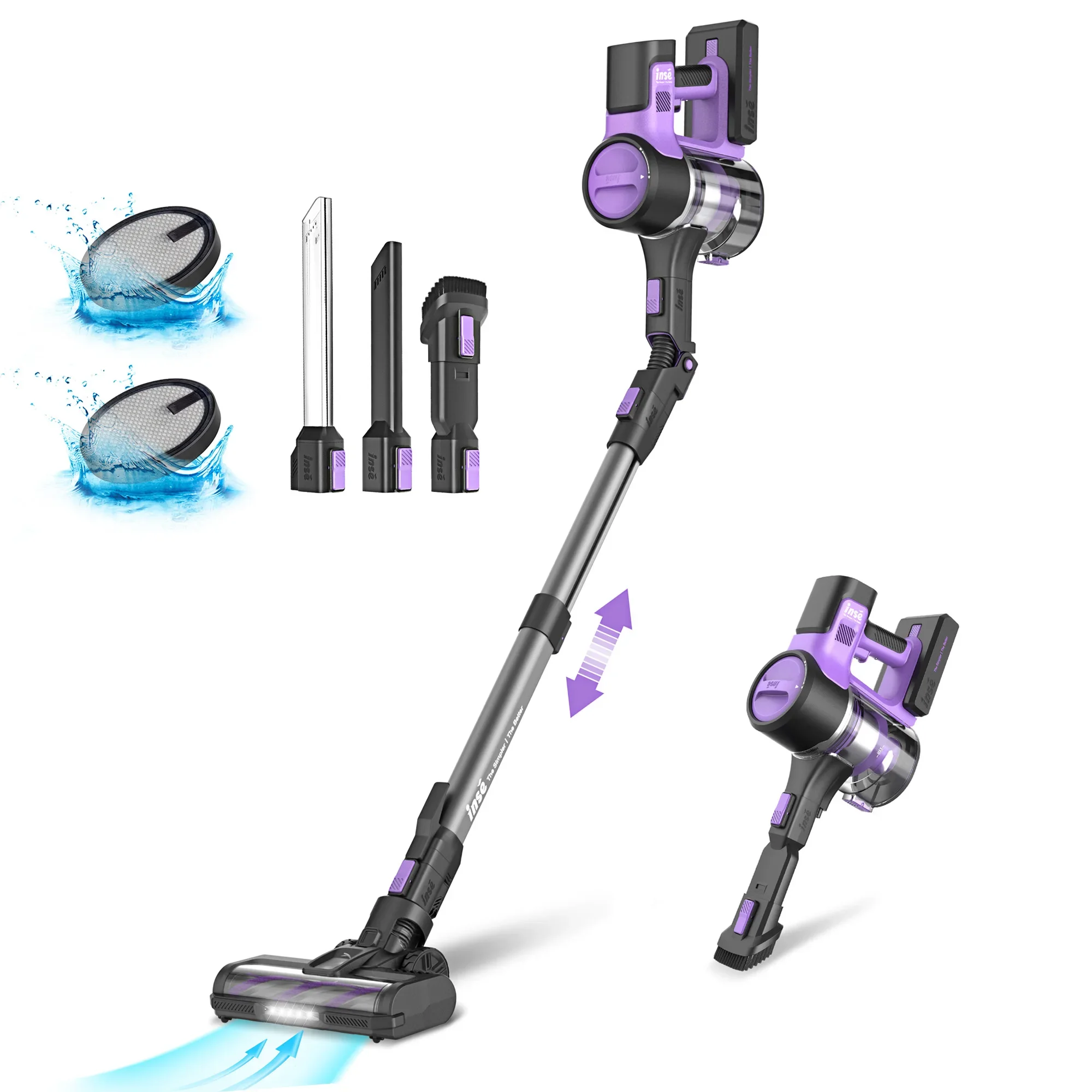 Akku-Staubsauger, 9-in-1-Stabstaubsauger mit 30kPa 350W, maximal 50 Minuten Laufzeit-Staubsauger für
