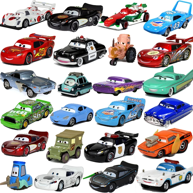 Cars Disney Pixar Cars 2 3 Toy Lightning McQueen Mater Sheriff Alloy Metal Model Car 1:55 Metal Toys
