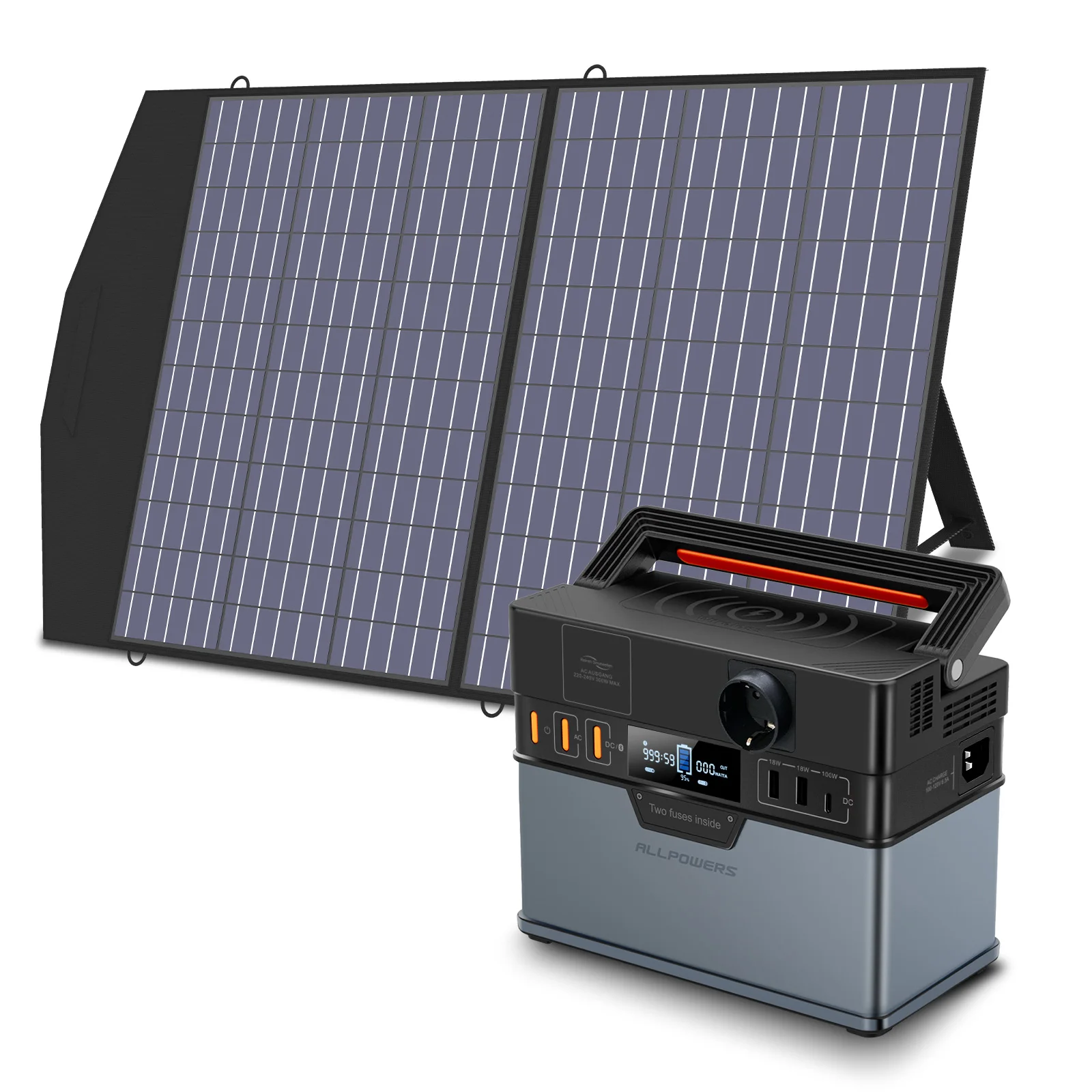 230V/110V Tragbares Kraftwerk 288Wh Solargenerator Notstromversorgung mit 18V 100W faltbarem