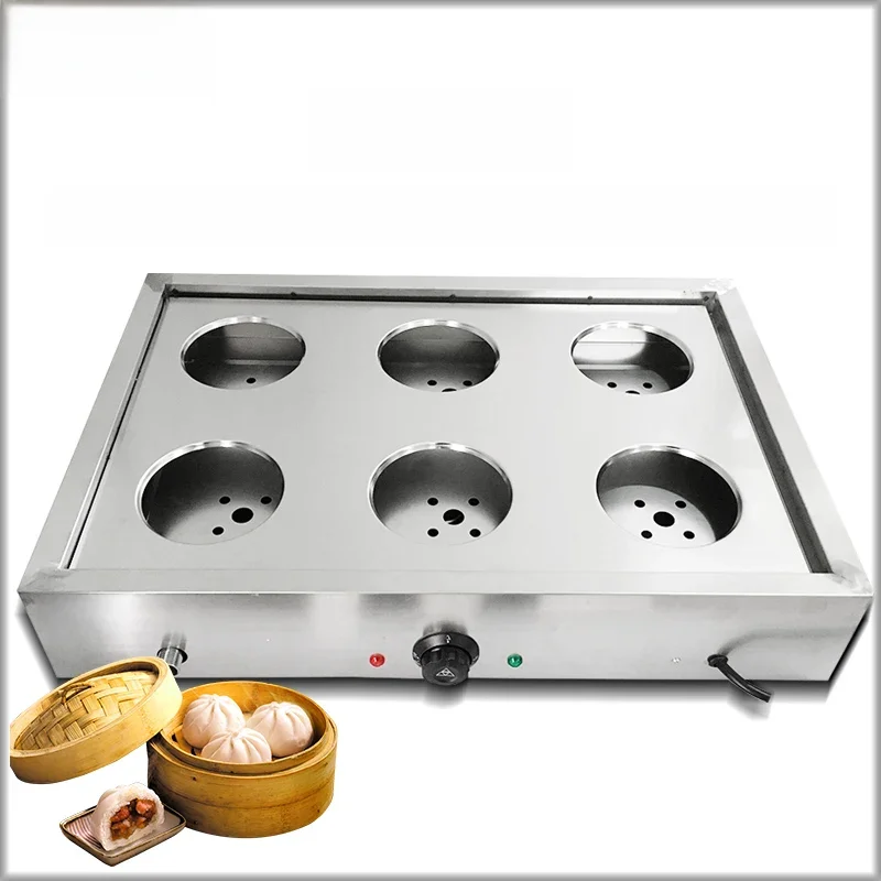 Xeoleo Dampf brötchen Maschine elektrische Sechs-Loch-Desktop-Edelstahl Wärmeschutz ofen Restaurant