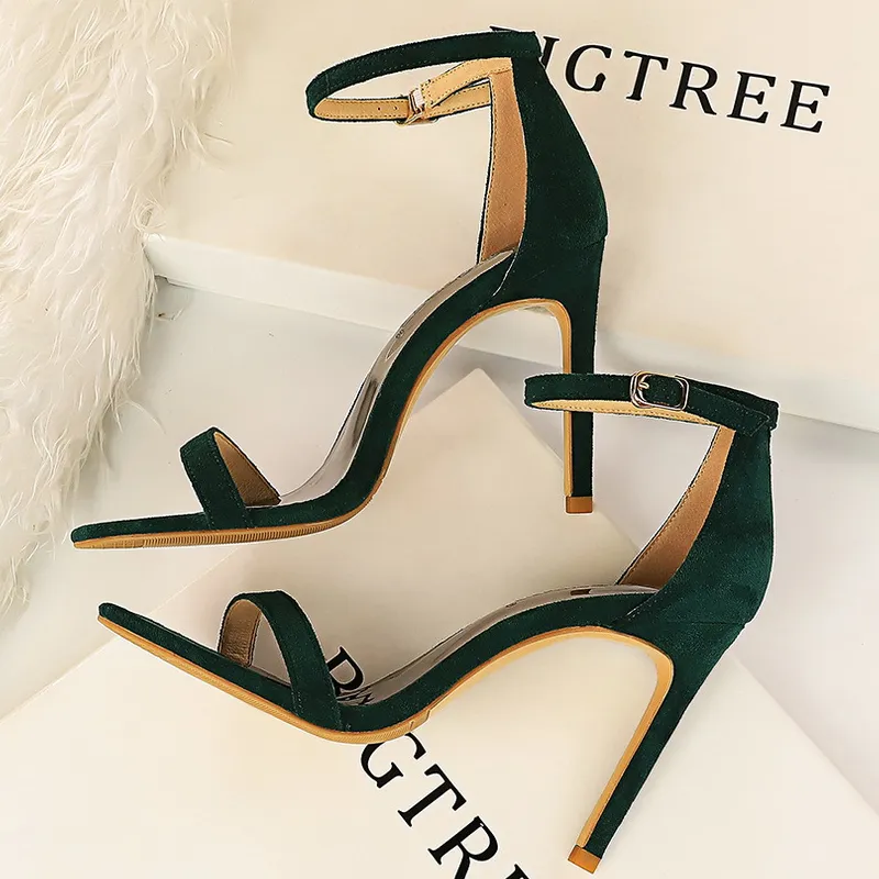 BIGTREE Shoes Summer Women Sandals Suede Hollow High Heels Stiletto Fashion Sandles Women Heels