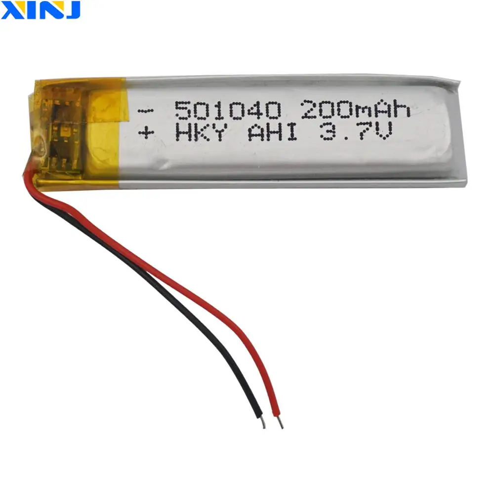 Xinj 3.7v 200 mah polímero li lítio lipo bateria 501040 para mp3 mp4 leitor de música gps sat nav