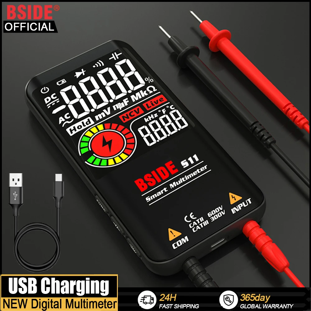 BSIDE multimetro digital profesional inteligente automático Multímetros 9999 Multimeter Ecrã EBTN