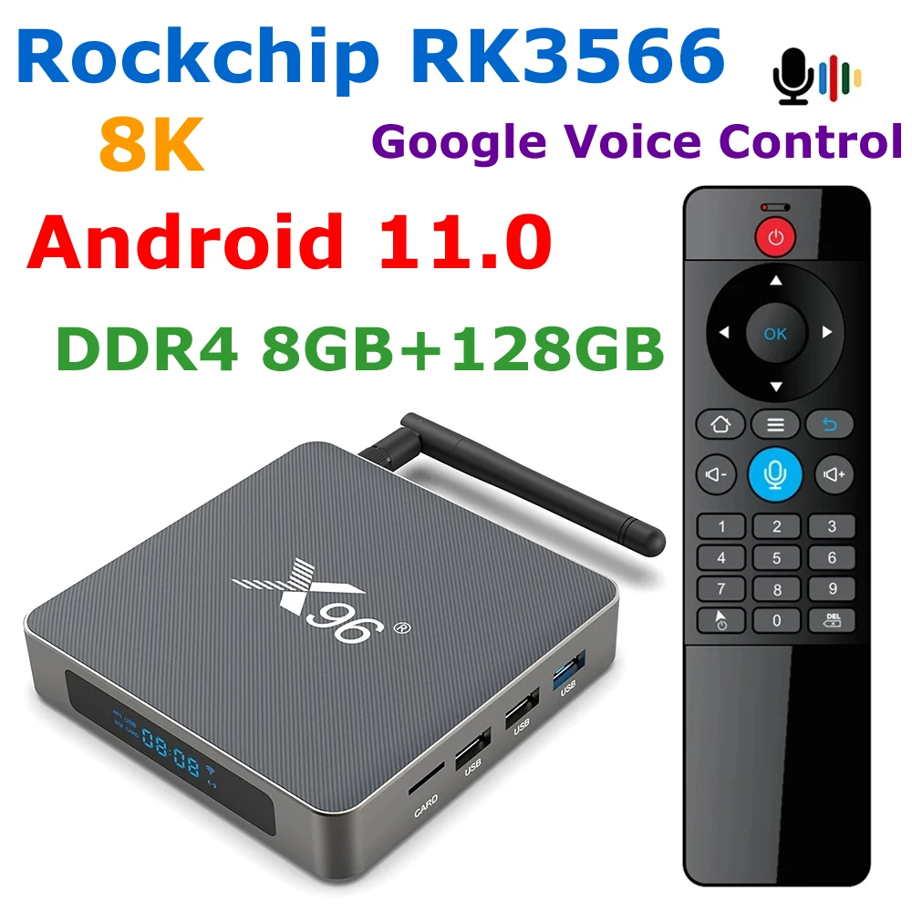 Android 11 TV Box X96 X6 8GB RAM 128GB Rockchip RK3566 8K VIDEO CODEC 2T2R MIMO Dual wifi 1000M LAN