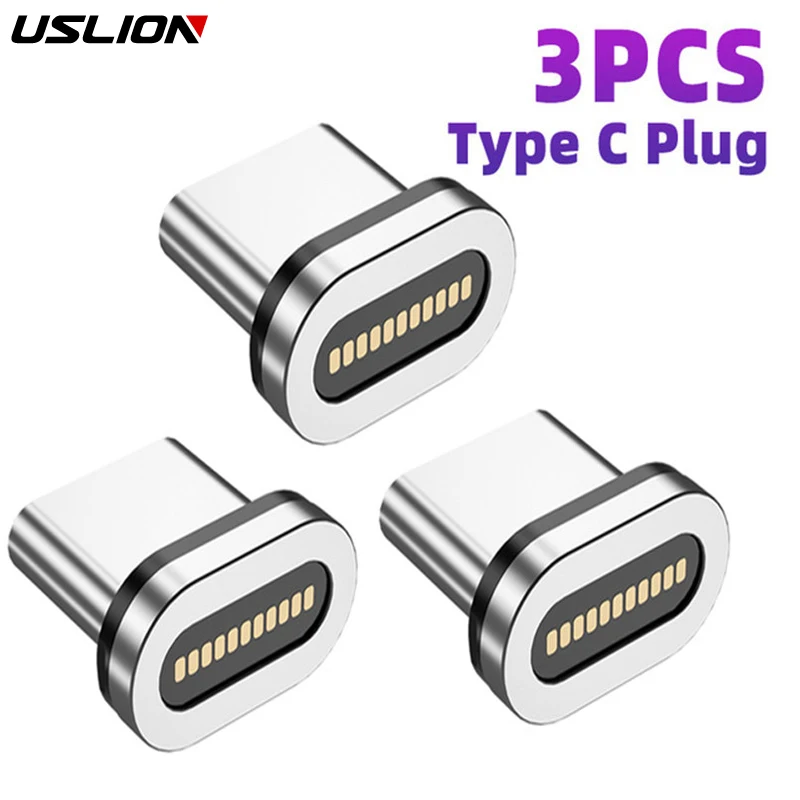 3 Pcs Magnetic Plug 11 Pin Port Fast Charging Cable Plugs Adapter Micro USB Type C Magnet Connector