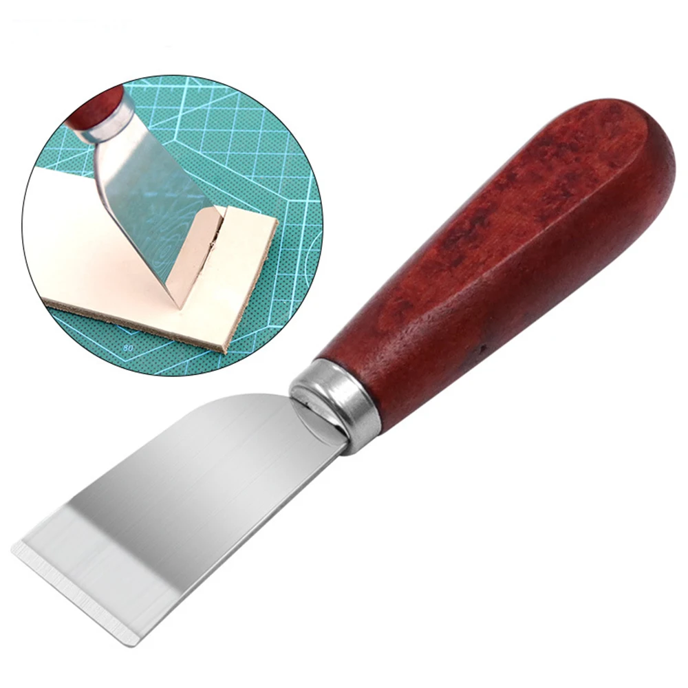 Leathercraft faca de trabalho de couro punho de madeira fácil aparar borda skiving couro artesanato