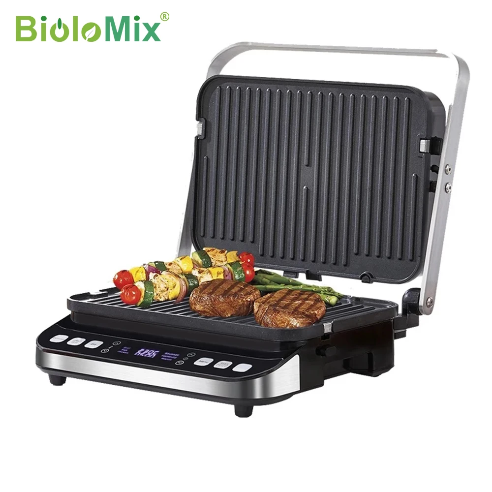 BioloMix 2000W Electric Contact Grill Digital Griddle and Panini Press, Optional Waffle Maker