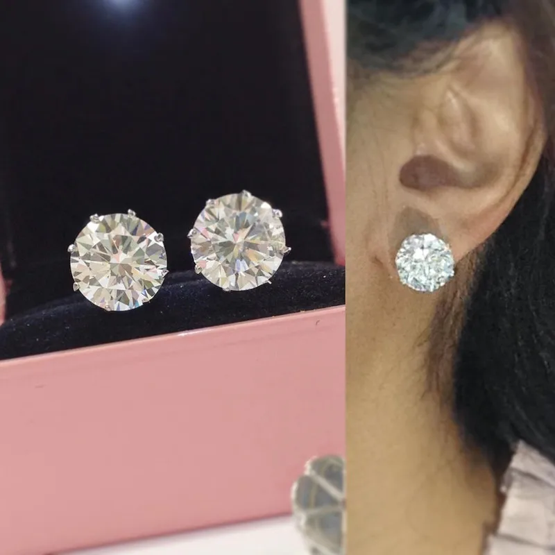 Huitan Minimalist Crystal Cubic Zirconia Stud Earrings for Women/Men 6 Claws Design Fashion Earrings