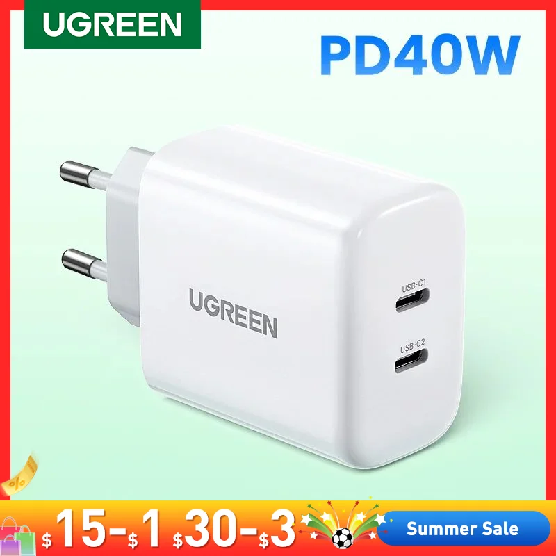 Ugreen duplo 20w pd usb c carregador para o iphone 13 12 carregador rápido carga rápida 4.0 3.0 de