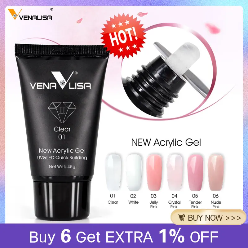 Venalisa Acryl Gel 45G Jelly Roze Poly Nail Gel Nail Manicure Semi Permanente Extension Losweken Uv