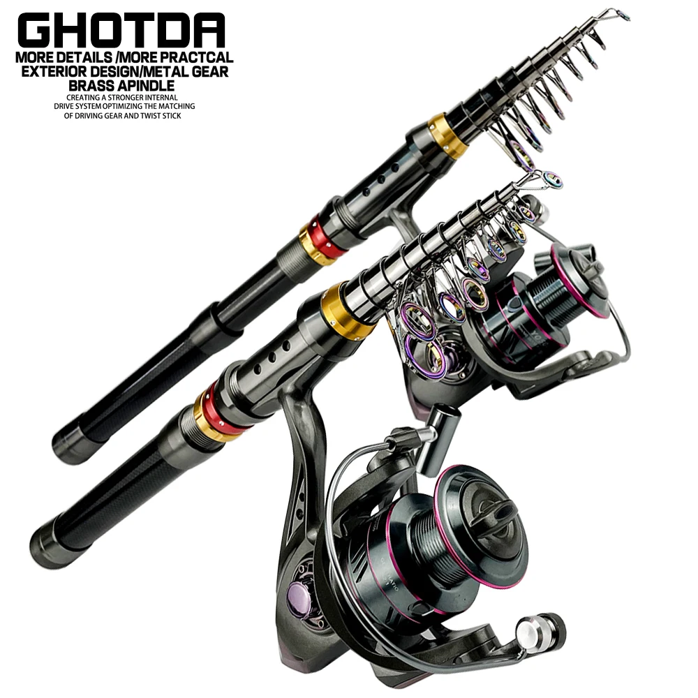 1.8M-3.6M Fishing Rod and 5.2:1 Spinning Fishing Reel Fishing Combo Portable Freshwater Fishing Kit