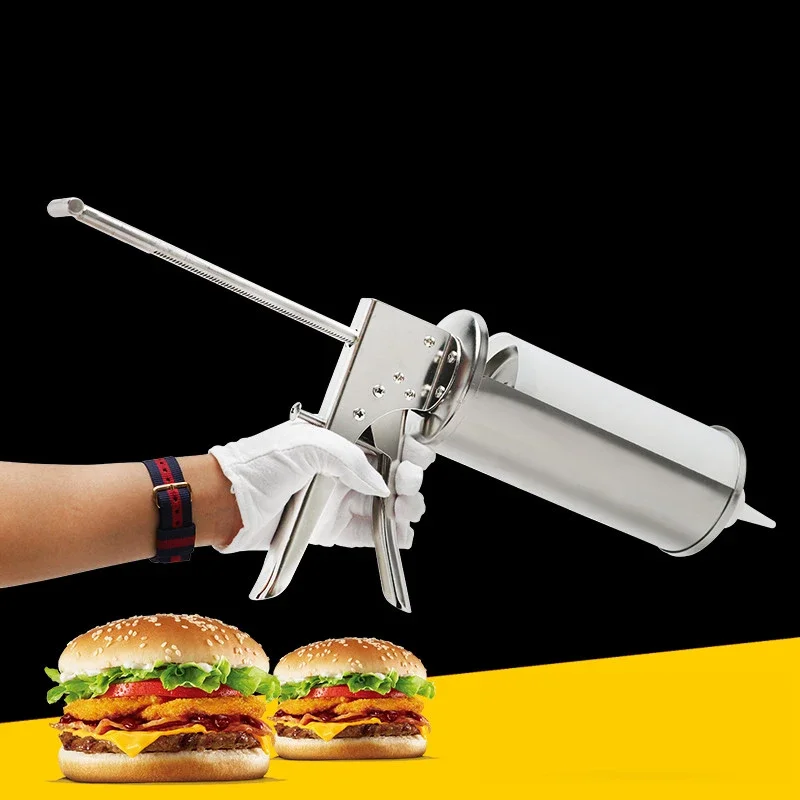 Edelstahl Burger Sauce Gun Salat Dressing Ketchup Spender Marmelade Füllstoff Flasche Sauce Pistole