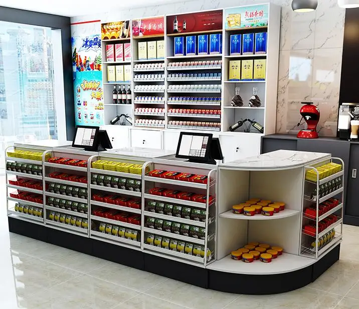 Supermarket  convenience store  cashier counter  tobacco and alcohol cabinet  mother and baby store