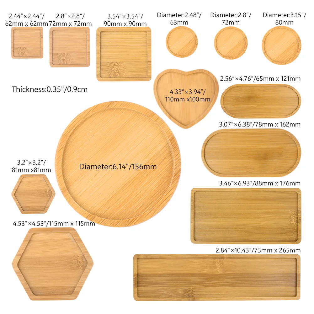 14 Style Round Square Flower Pots Planter Bamboo Tray Wood Holder Home Decor Gardening Supply