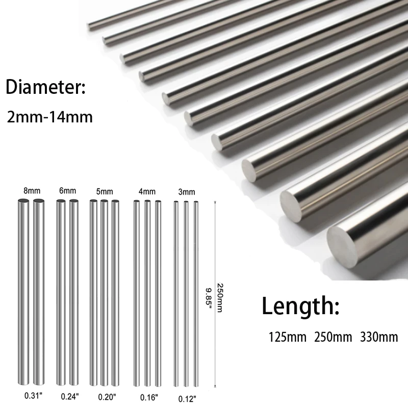 1/5Pc Stainles Steel Solid Round Rod Lathe Bar Stock Assorted for DIY Craft Tool Diameter 2mm 2.5mm