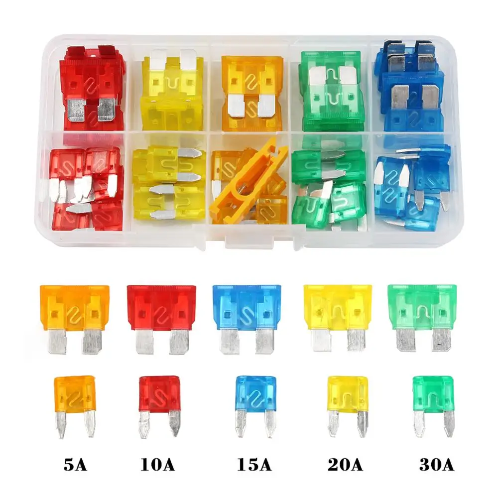 50/80/180pcs 5/10/15/20/30A Auto Auto Kleine en Medium Blade Zekering motorfiets Boot Vrachtwagen