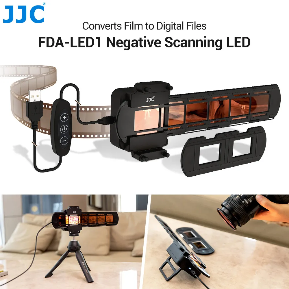 JJC Negativ-Scan-LED-Lichtgerät 35mm Filmscanner mit Streifen- und Diahalter Fotoscanner Film-Digital-Konverter Kopierer