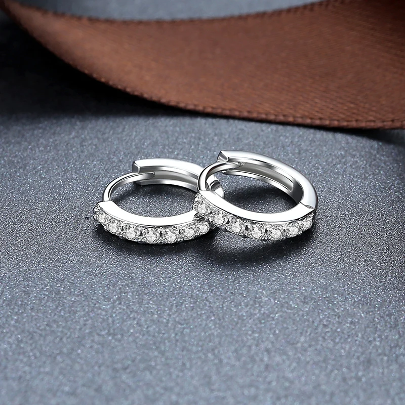 925 Sterling Silver Crystal Circle Earring For Women Making Female Models Suitable for Valentine's
