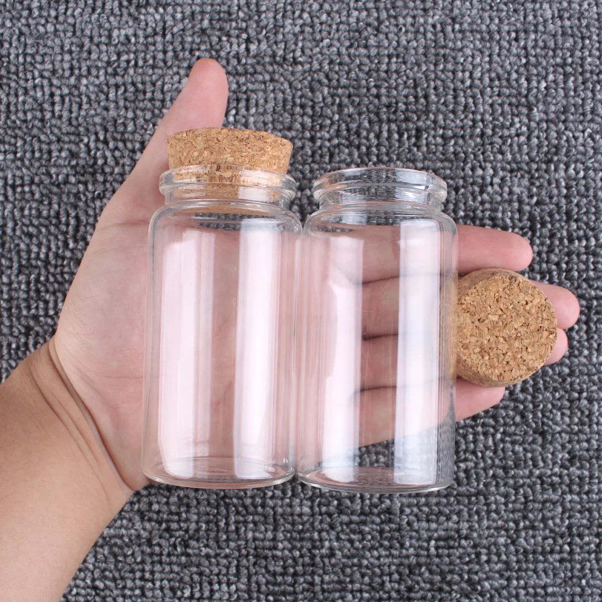 2pcs/lot 50ml 60ml 80ml 100ml 120ml 150ml Glass Bottles with Cork Candy Spice Jars for Art Crafts