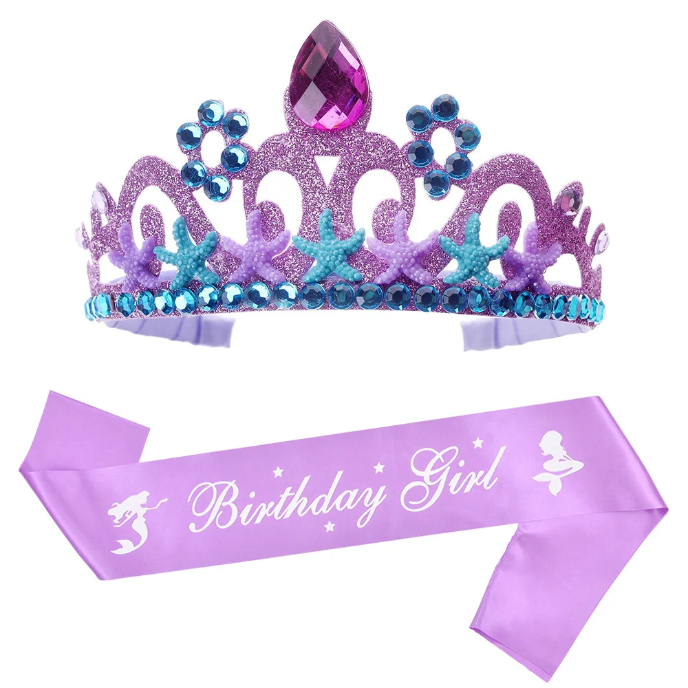 156*9.5cm Mermaid Birthday Girl Shoulder Strap Mermaid Party Crown Under The Sea Party Sea Animal
