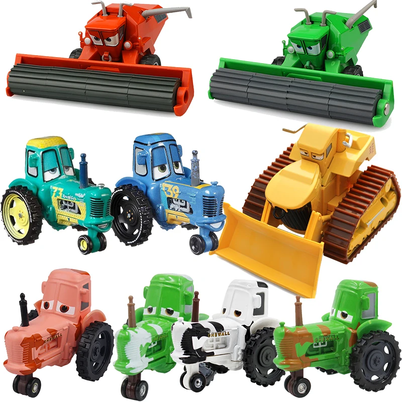 Disney Pixar Cars 2 3 Lightning Mcqueen Deluxe Frank Tractor Bulldozer Metal Model Car 1:55 Diecast