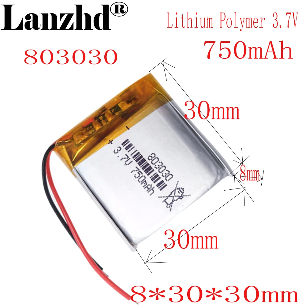 Bateria universal do Li-íon para JBL E45 GBL  luz da bicicleta  700mAh  753030 3.7V  1-12 PCes
