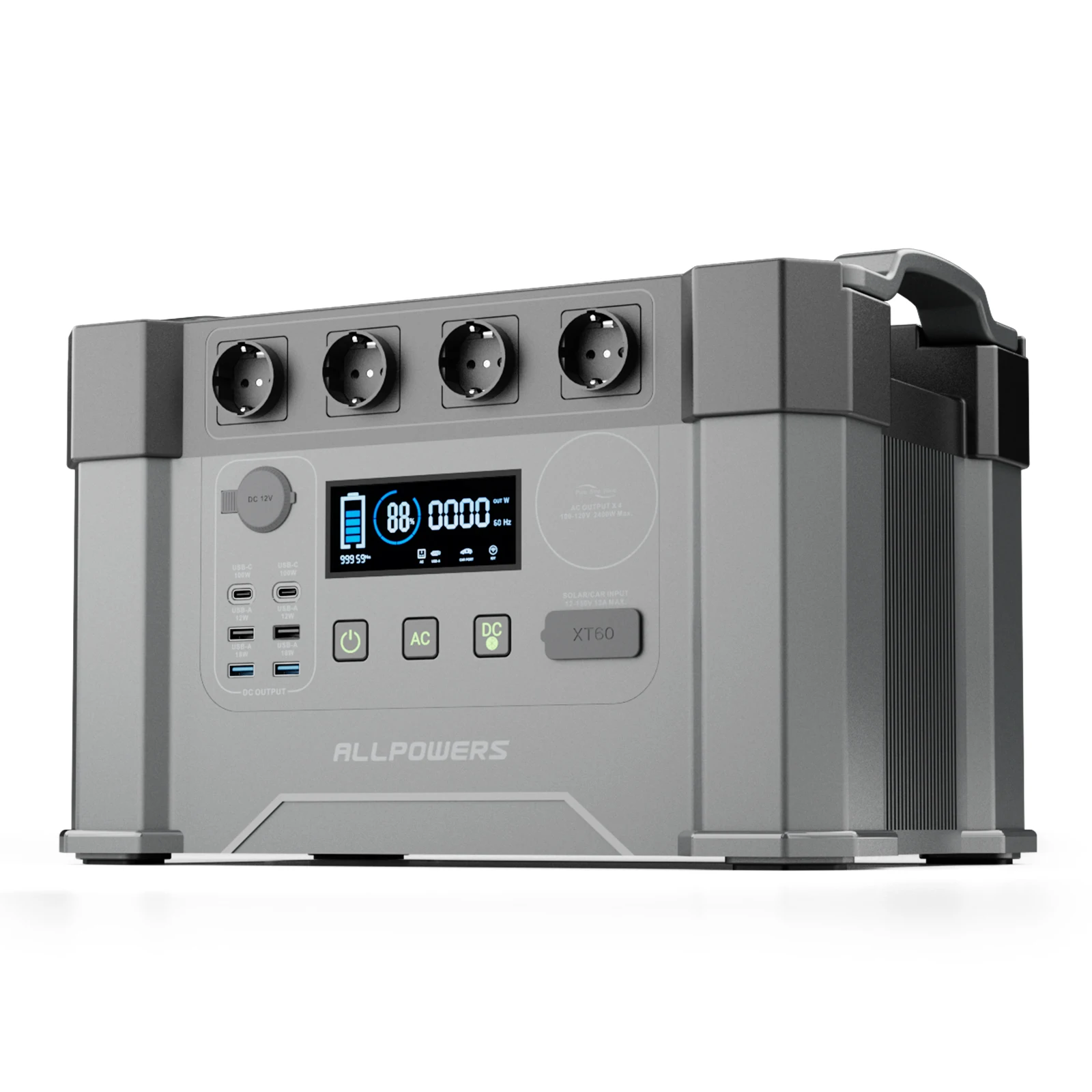 ALLPOWERS S2000 PRO Powerstation 2400 W (Spitze 4000 W), Solargenerator und Netzteil mit USV,