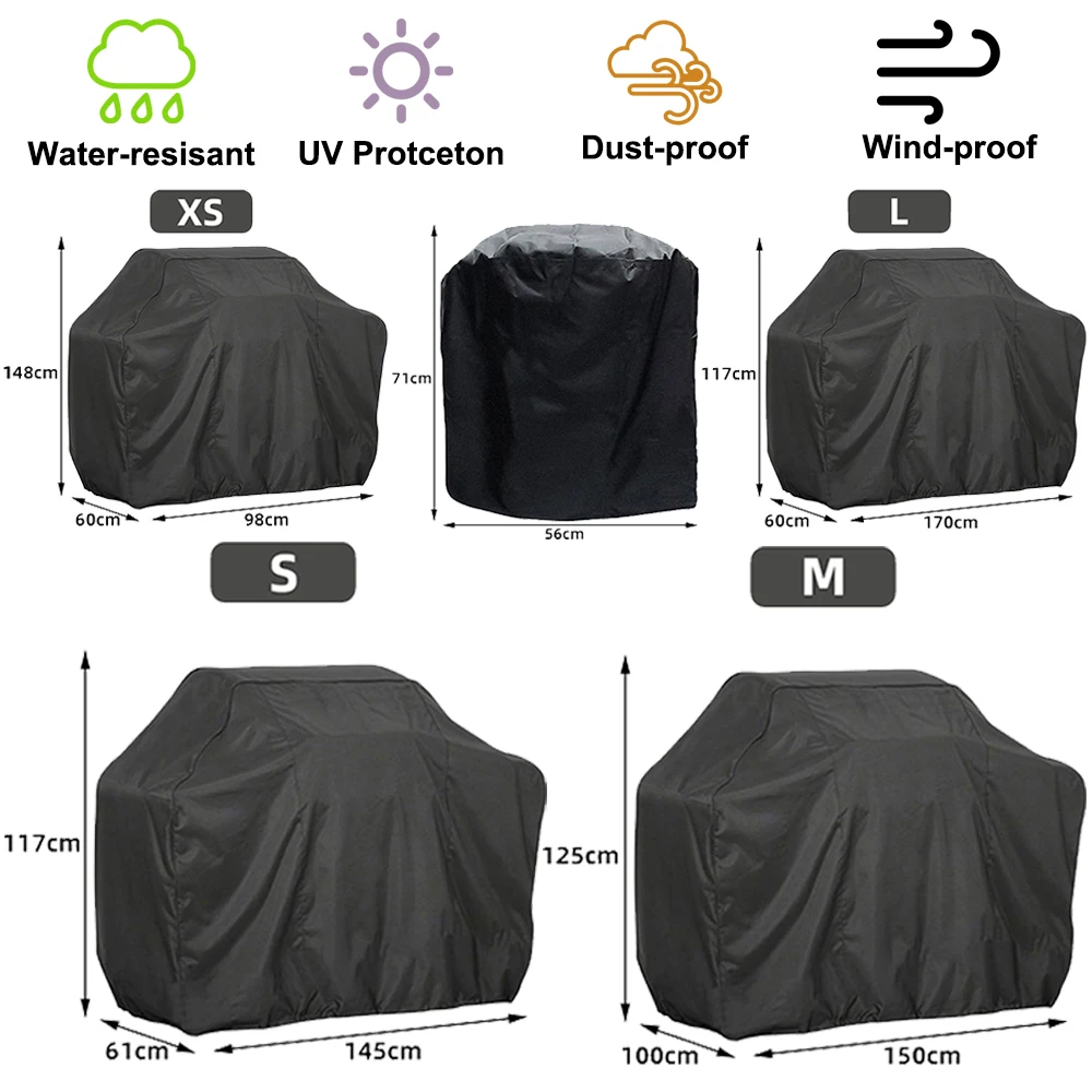BBQ Cover Outdoor Dust Waterproof Weber Heavy Duty Grill Cover Rain Protective Outdoor Barbecue