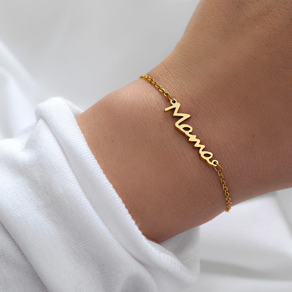 Stainless Steel Bracelets Letter Mama Pendant Chains Fashion Charms Bracelet For Women Jewelry Party