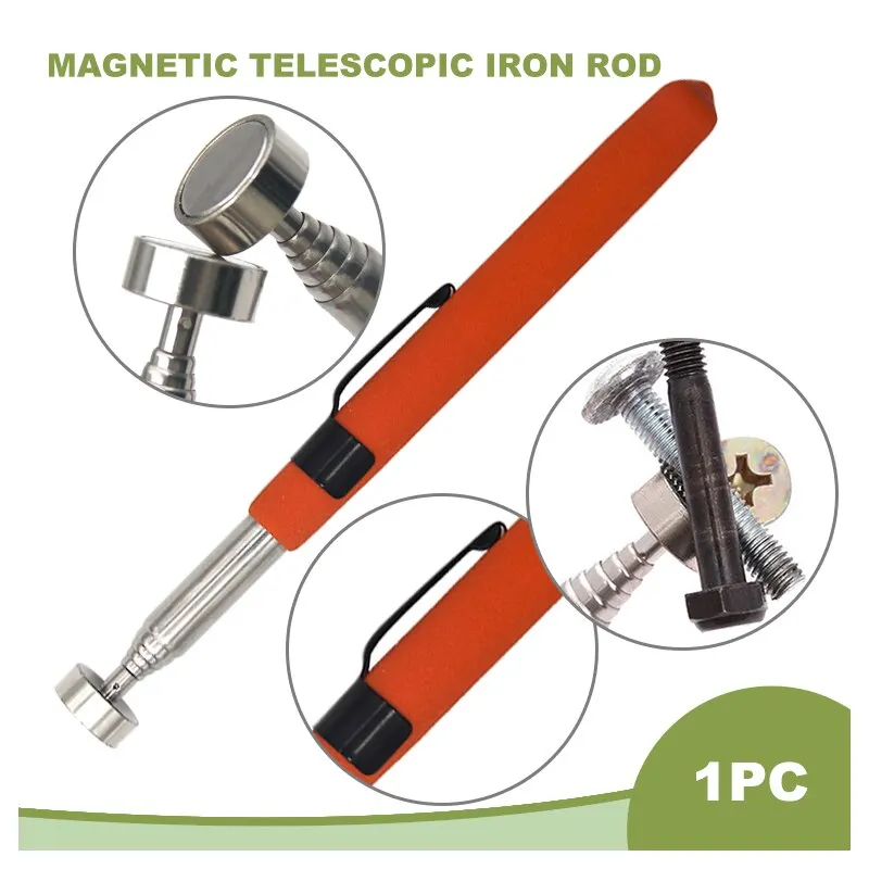 8 Pound Magnetic Retractable Pickup Orange Suction Iron Rod Portable Multifunctional Extractor Pen