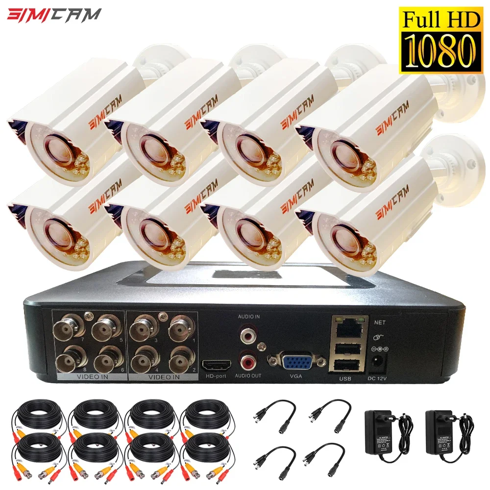 CCTV-Überwachungs kamerasystem analoge Ahd-Kits 8/4-Kanal-DVR-Recorder 2/1080/8-teilige Optionen 2mp