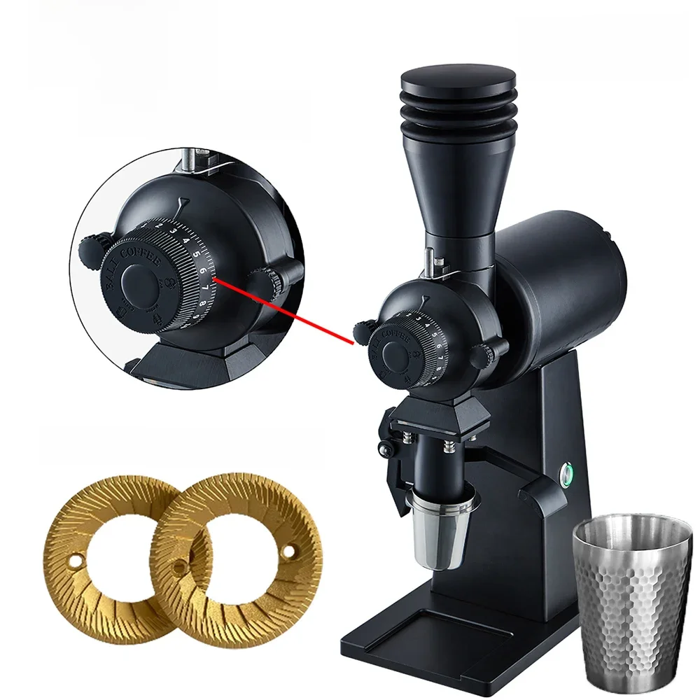 XEOLEO-Coffee Bean Grinder, Flat Titanium Plated Burr, sem eletricidade estática, Cafeteira